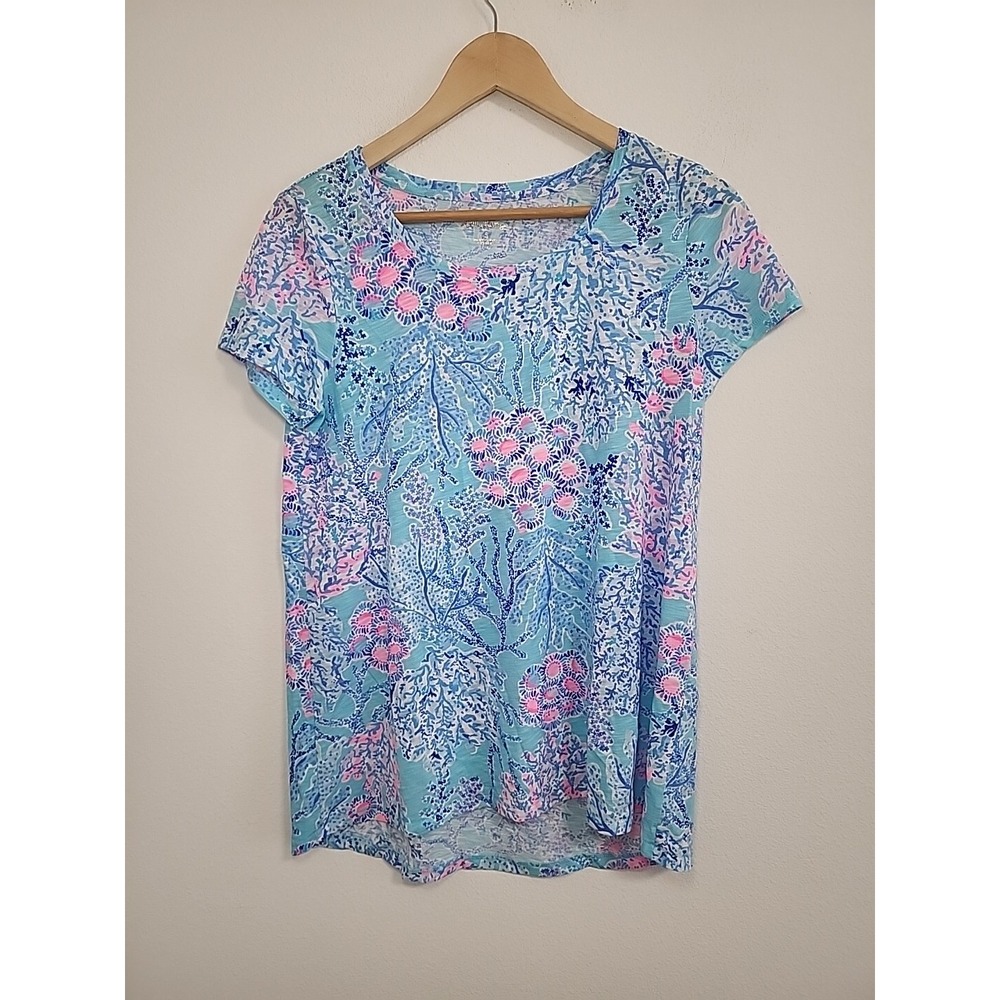 Lilly Pulitzer Etta‎ V-Neck Blue Ibiza Now You Sea Me Size SMALL